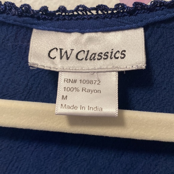 Sheer Blue Sun Dress/Swim Cover Up with Tye Dye at Asymmetrical Hemline - Picture 5 of 5